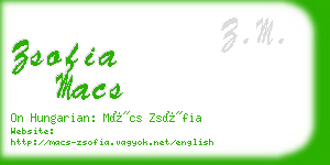 zsofia macs business card